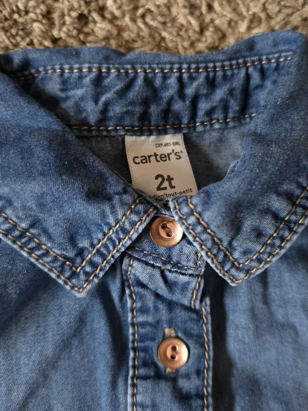 Carter's Light Blue Denim Button-Front Shirt Dress Jacket